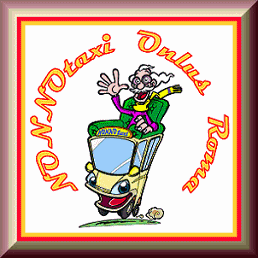 Logo di NONNOtaxi ONLUS che raffigura un simpatico anziano allegramente seduto sulla poltrona di casa, che pero' e' scherzosamente collocata sul tettuccio su di un'auto che, ricordando i nostri assistenti anche automuniti, ogni tanto gli permette la desiderata mobilita'. Con un CLIC si ritorna alla pagina principale.